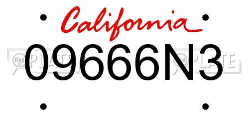 09666N3 California License Plate