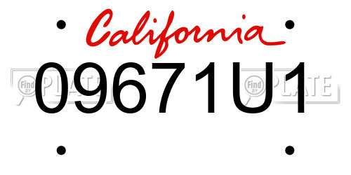 09671U1 California License Plate