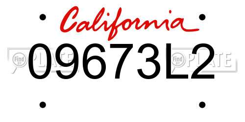 09673L2 California License Plate