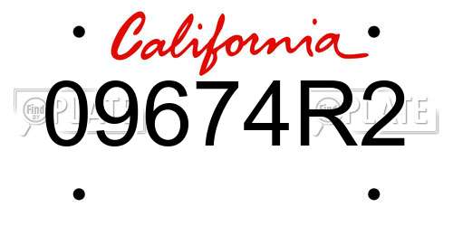 09674R2 California License Plate