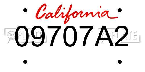 09707A2 California License Plate
