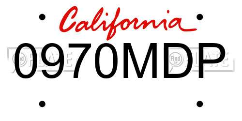 0970MDP California License Plate