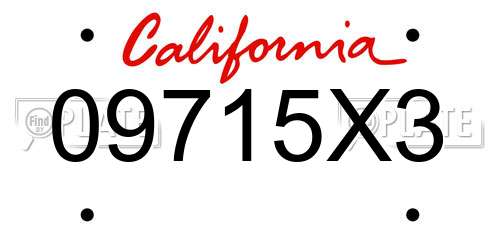 09715X3 California License Plate