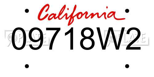 09718W2 California License Plate
