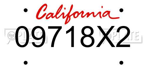 09718X2 California License Plate