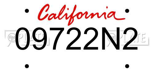09722N2 California License Plate