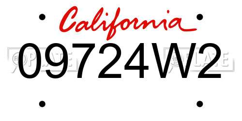 09724W2 California License Plate