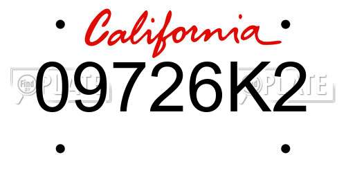 09726K2 California License Plate