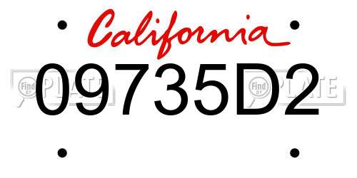 09735D2 California License Plate