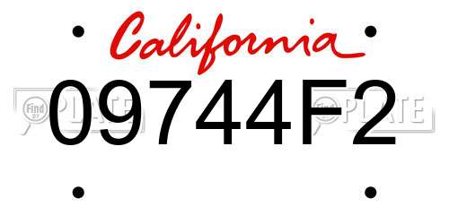 09744F2 California License Plate