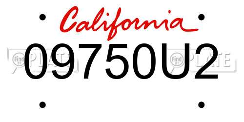 09750U2 California License Plate