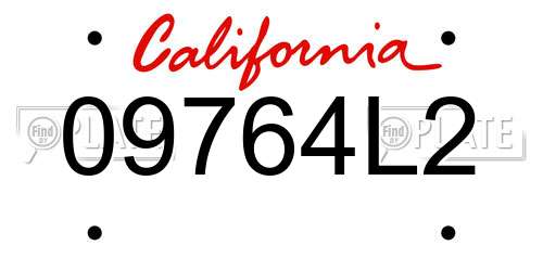 09764L2 California License Plate