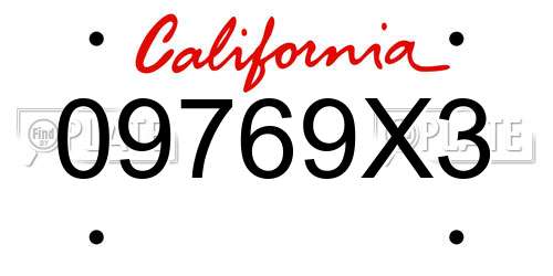 09769X3 California License Plate