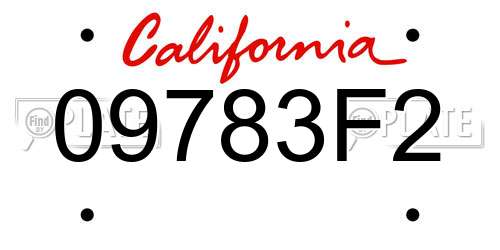 09783F2 California License Plate