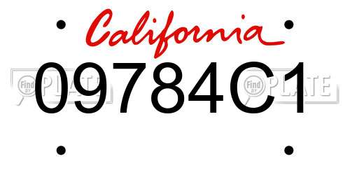 09784C1 California License Plate
