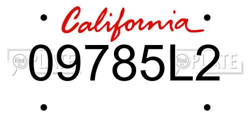 09785L2 California License Plate