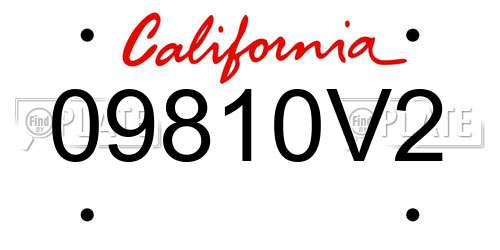 09810V2 California License Plate