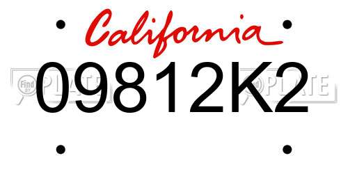 09812K2 California License Plate