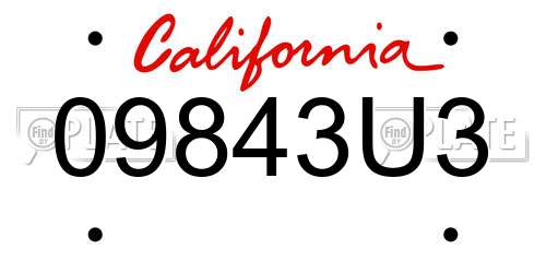09843U3 California License Plate