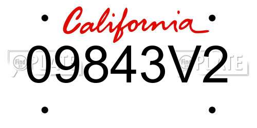 09843V2 California License Plate