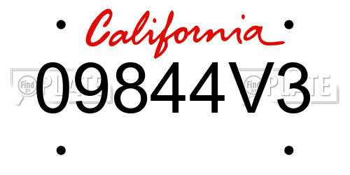 09844V3 California License Plate