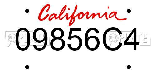 09856C4 California License Plate