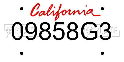 09858G3 California License Plate