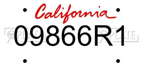 09866R1 California License Plate
