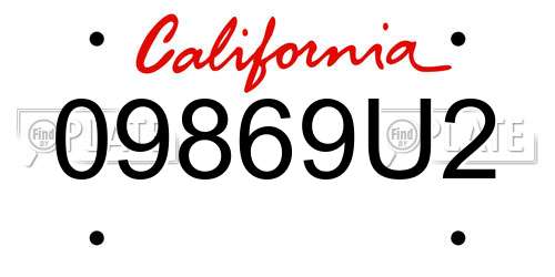 09869U2 California License Plate