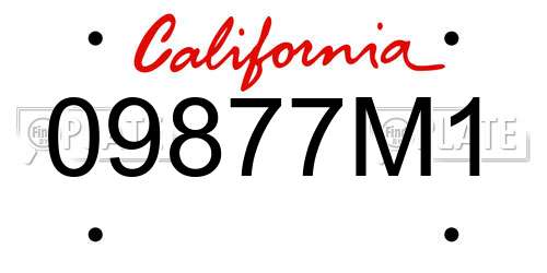 09877M1 California License Plate