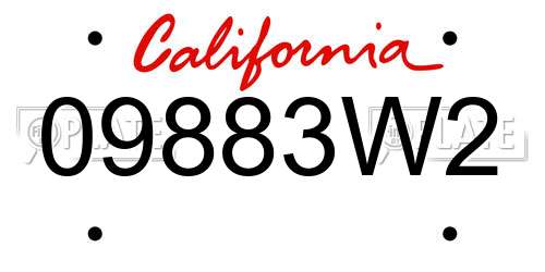 09883W2 California License Plate