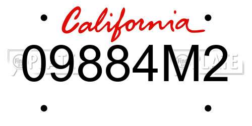 09884M2 California License Plate