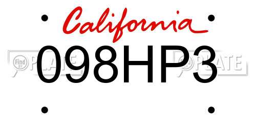 098HP3 California License Plate