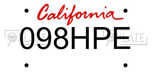 098HPE California License Plate