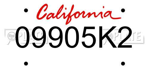 09905K2 California License Plate