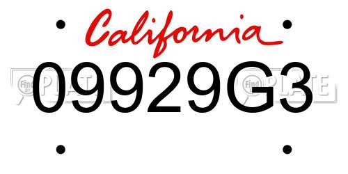 09929G3 California License Plate
