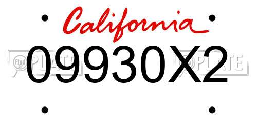 09930X2 California License Plate