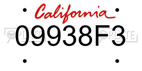 09938F3 California License Plate