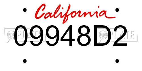 09948D2 California License Plate