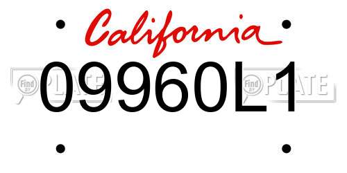 09960L1 California License Plate