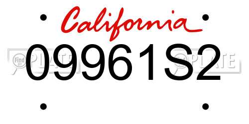 09961S2 California License Plate