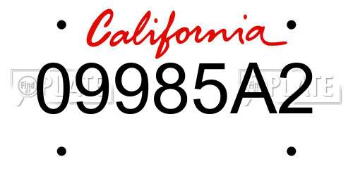 09985A2 California License Plate