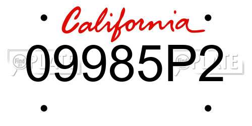 09985P2 California License Plate