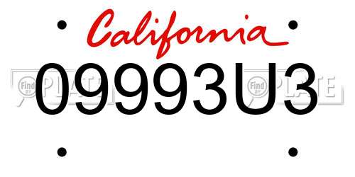 09993U3 California License Plate