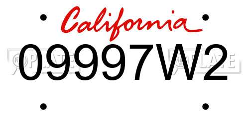 09997W2 California License Plate