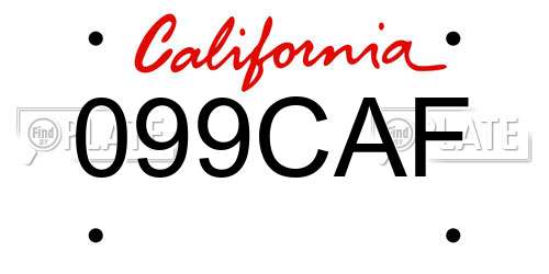 099CAF California License Plate