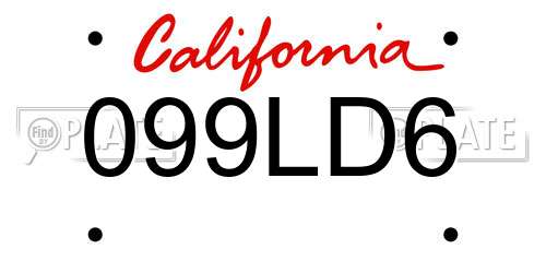 099LD6 California License Plate