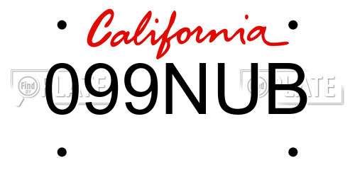 099NUB California License Plate