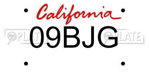 09BJG California License Plate