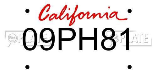 09PH81 California License Plate